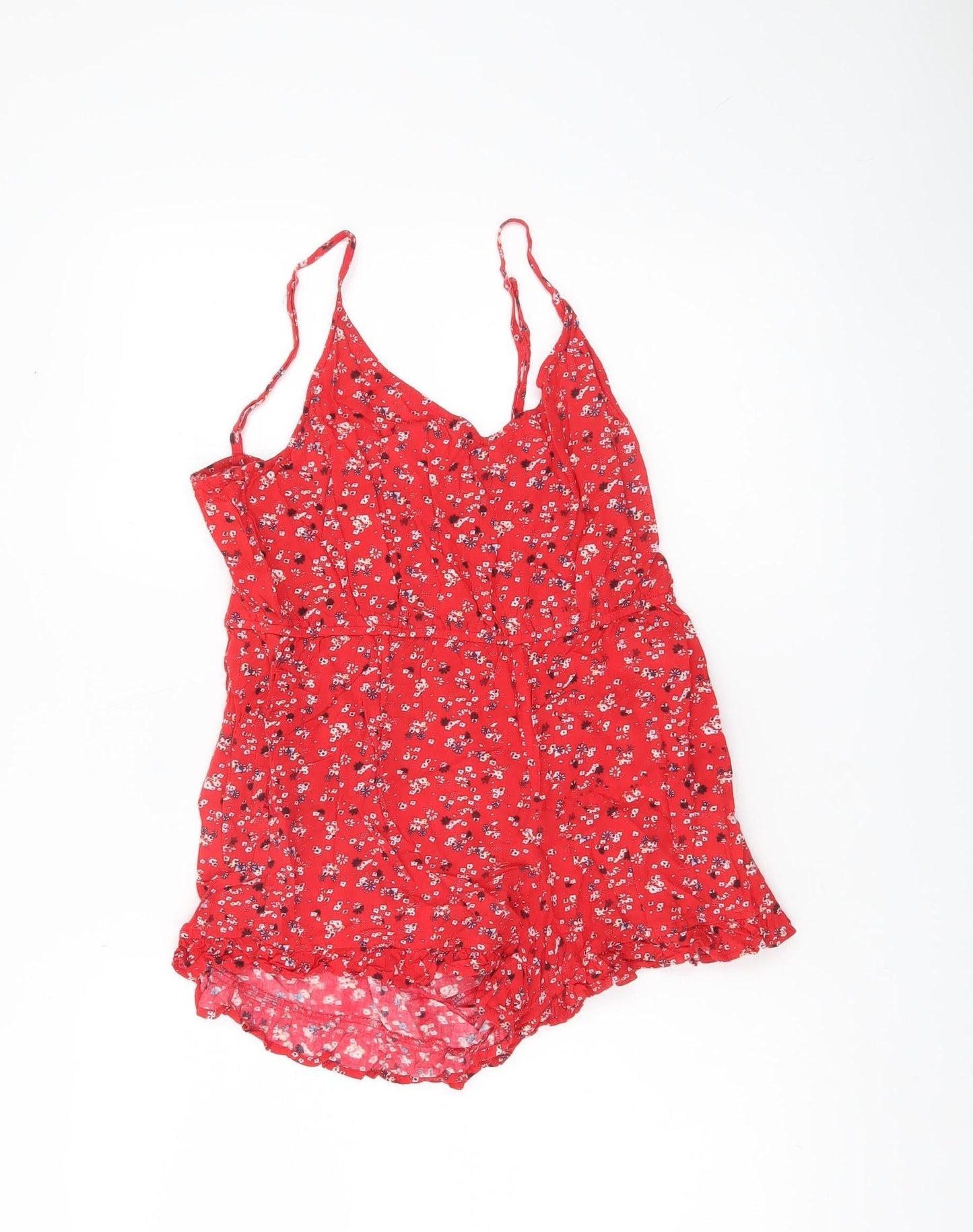 Brave Soul Women Red Floral Viscose Summer Playsuit Size 12