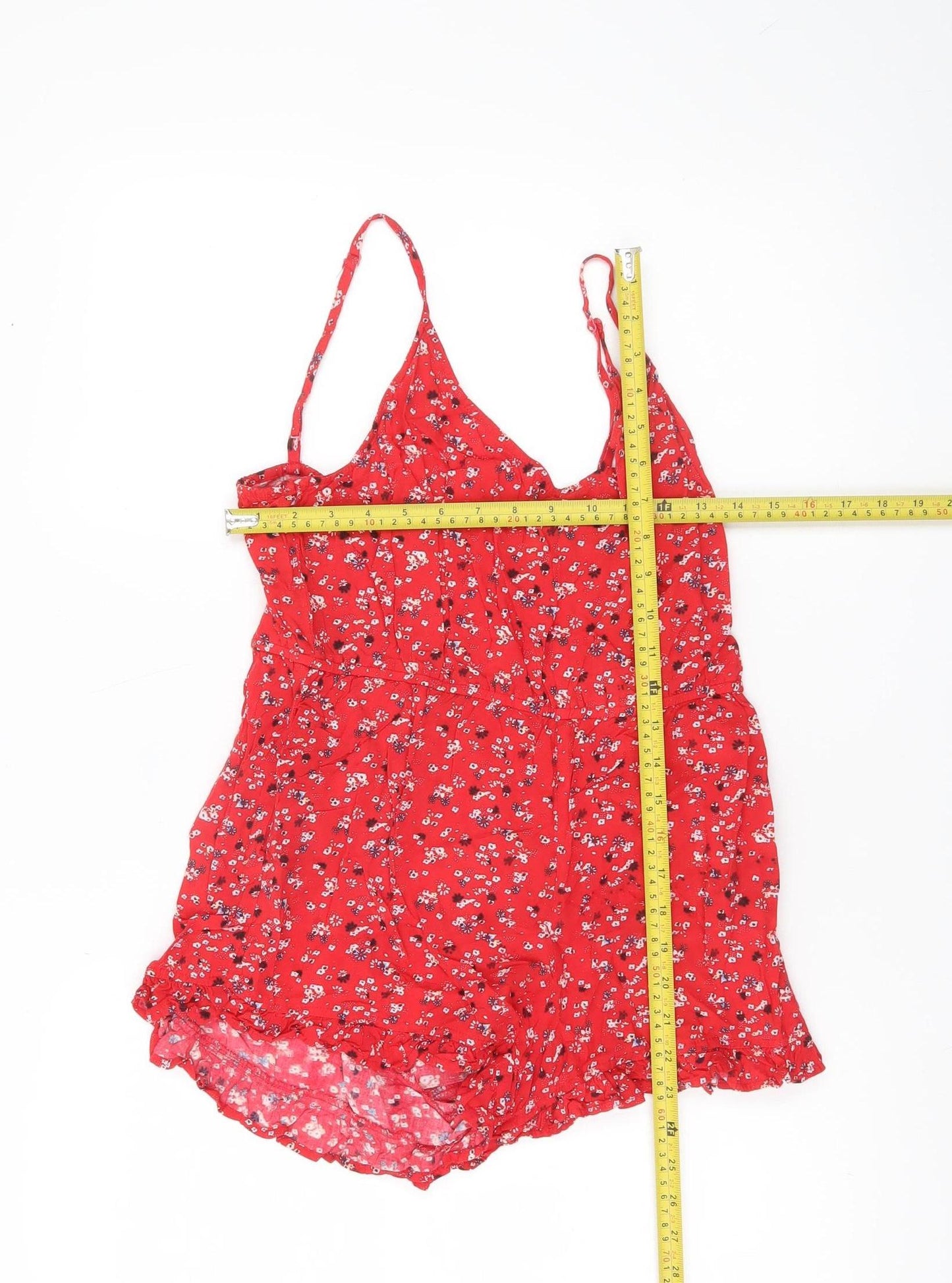 Brave Soul Women Red Floral Viscose Summer Playsuit Size 12
