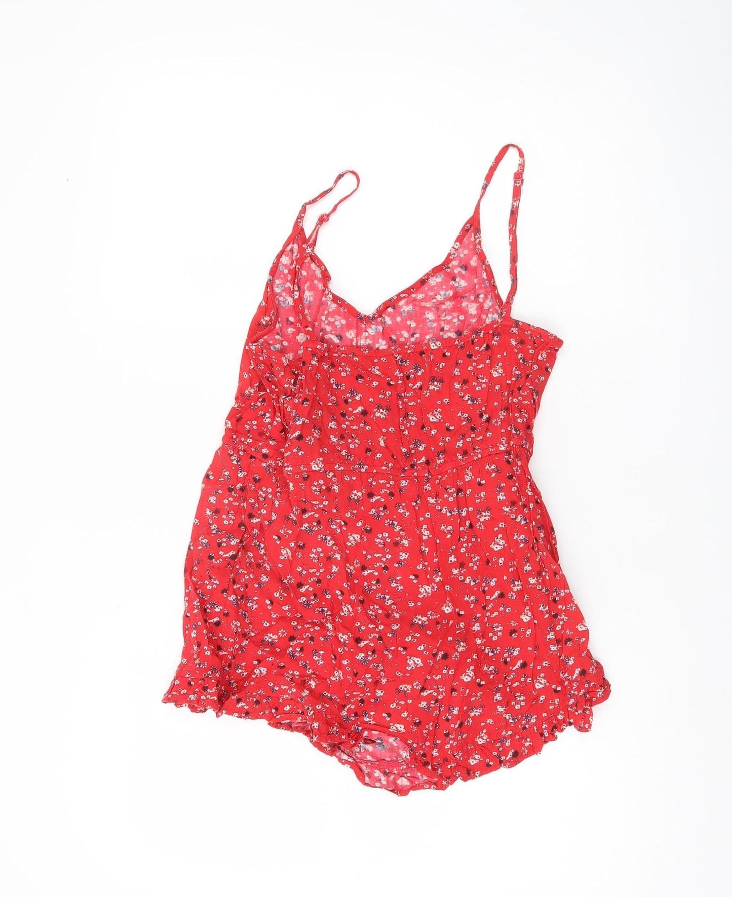 Brave Soul Women Red Floral Viscose Summer Playsuit Size 12