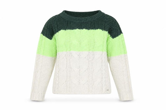 Hollister Womens Green White Cable Knit Pullover Jumper Size M