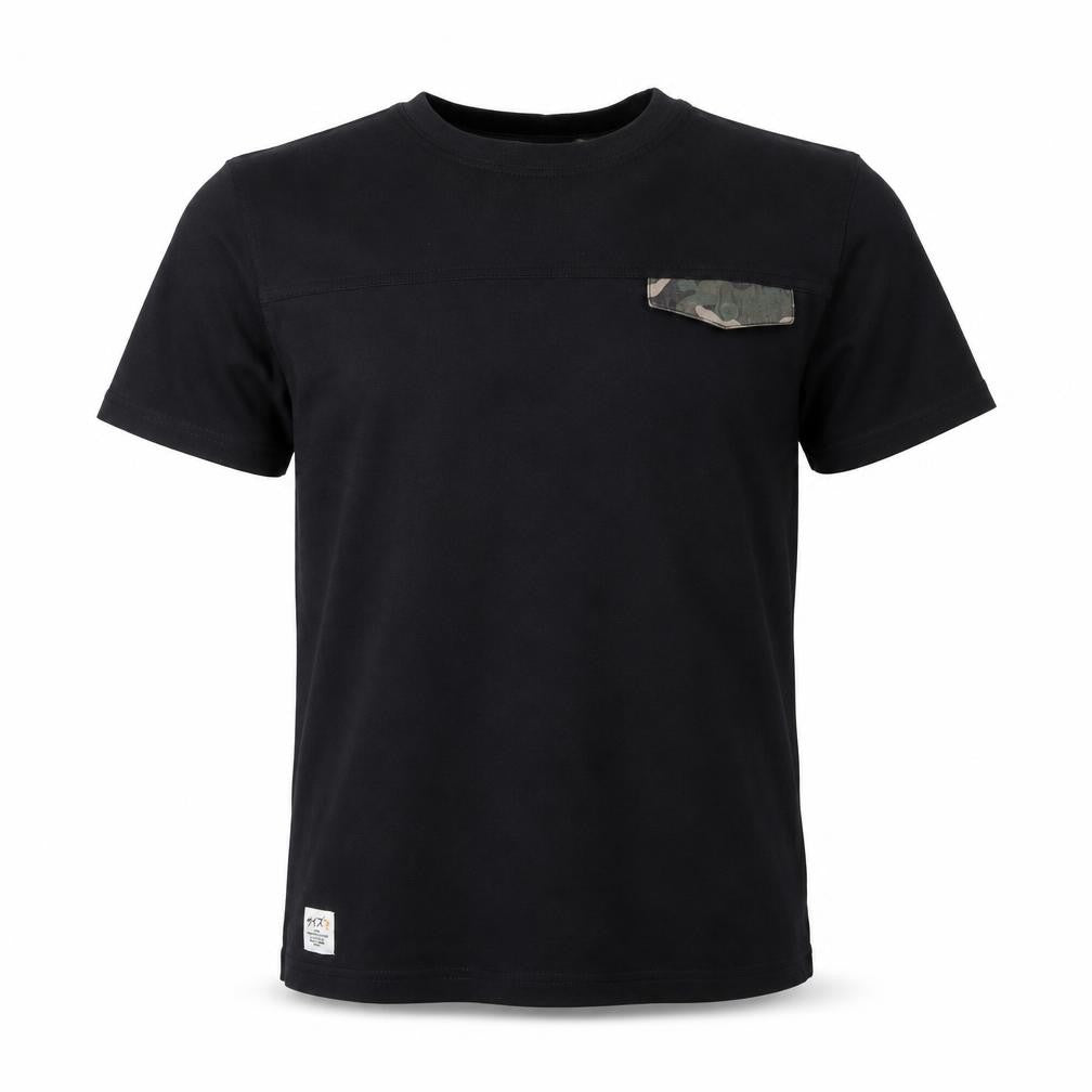 Size? Men's Black Cotton Crew Neck Camouflage Pocket T-Shirt M
