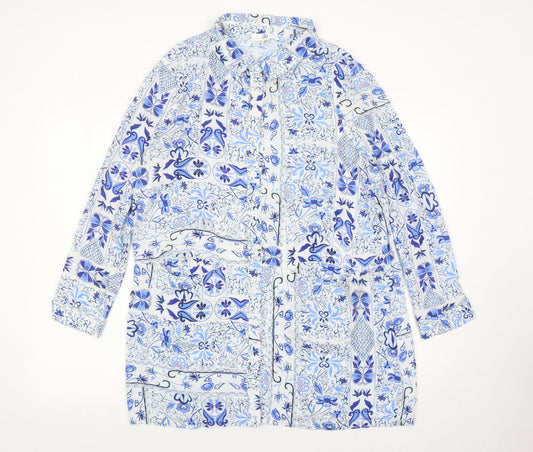 Missguided Womens Blue Bohemian Floral Viscose Tunic Shirt UK 10