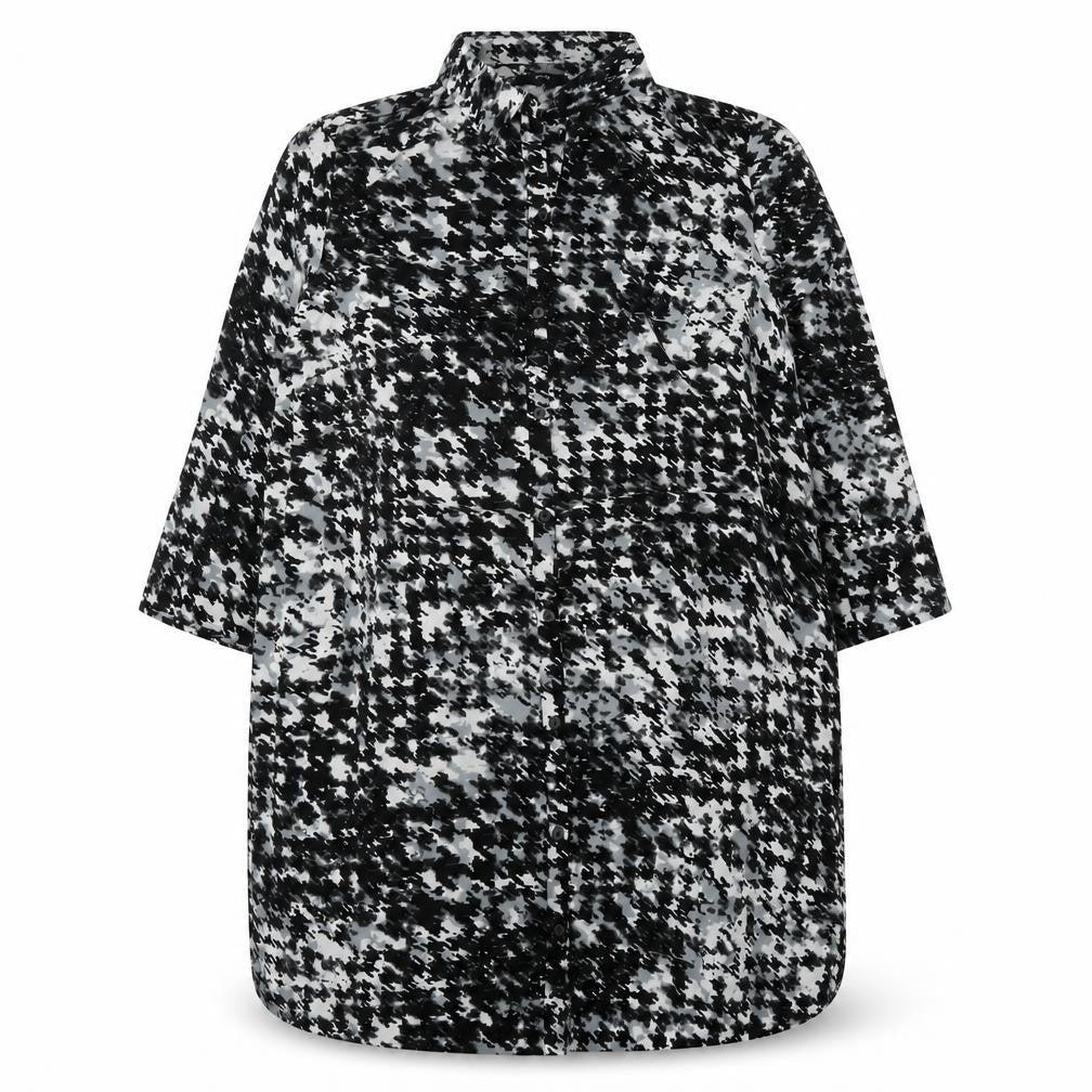 George Womens Black White Tunic Button-Up Shirt Size 24 Plus
