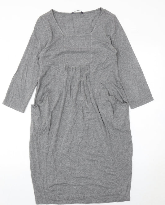 Marks and Spencer Women’s Grey Shift Dress Size 10 Square Neck