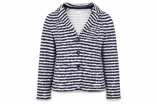 Cotswold Collections Women Blue White Striped Blazer Size 16