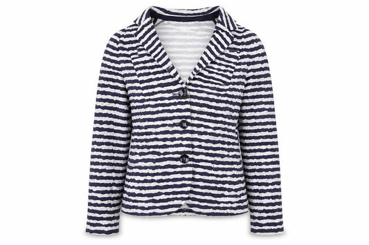 Cotswold Collections Women Blue White Striped Blazer Size 16