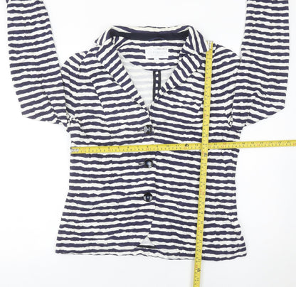 Back view of Cotswold Collections Women Blue White Striped Blazer, size 16