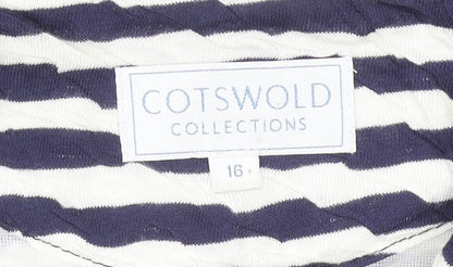 Brand and care label for Cotswold Collections Women Blue White Striped Blazer, size 16
