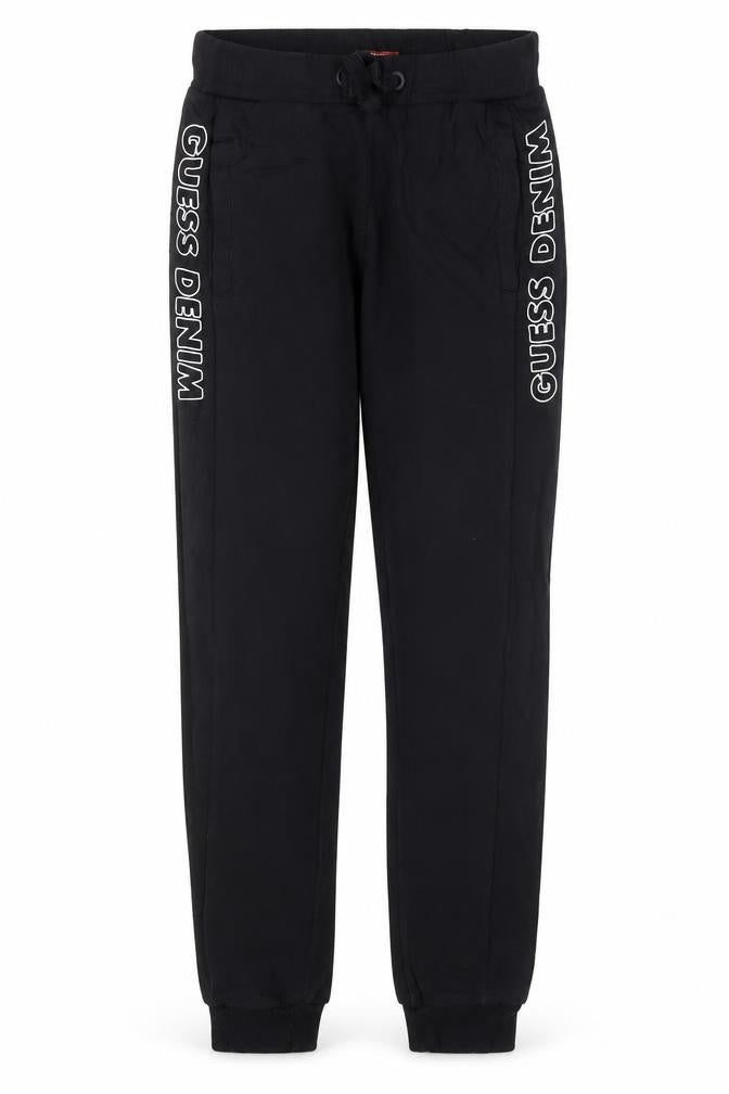 Guess Boys Black Jogger Trousers Age 12 Years Logo Side Stripe