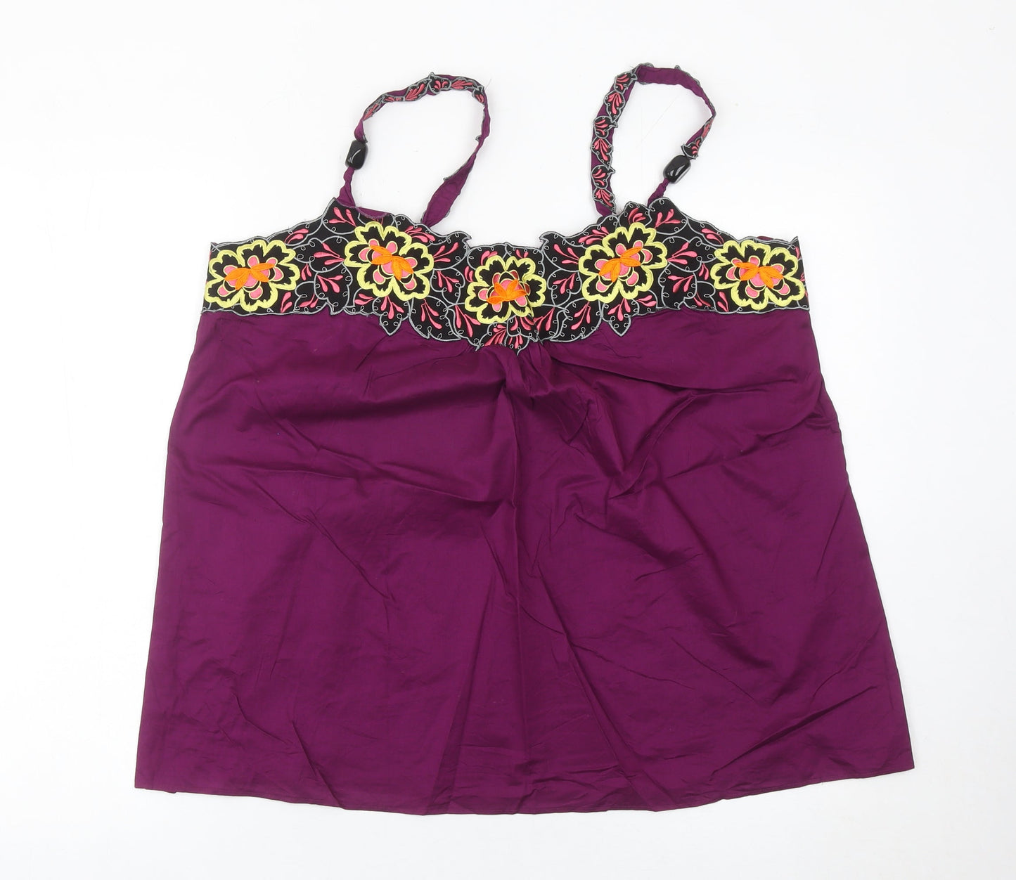 Marks and Spencer Women’s Purple Floral Embroidered Tank Top UK 18