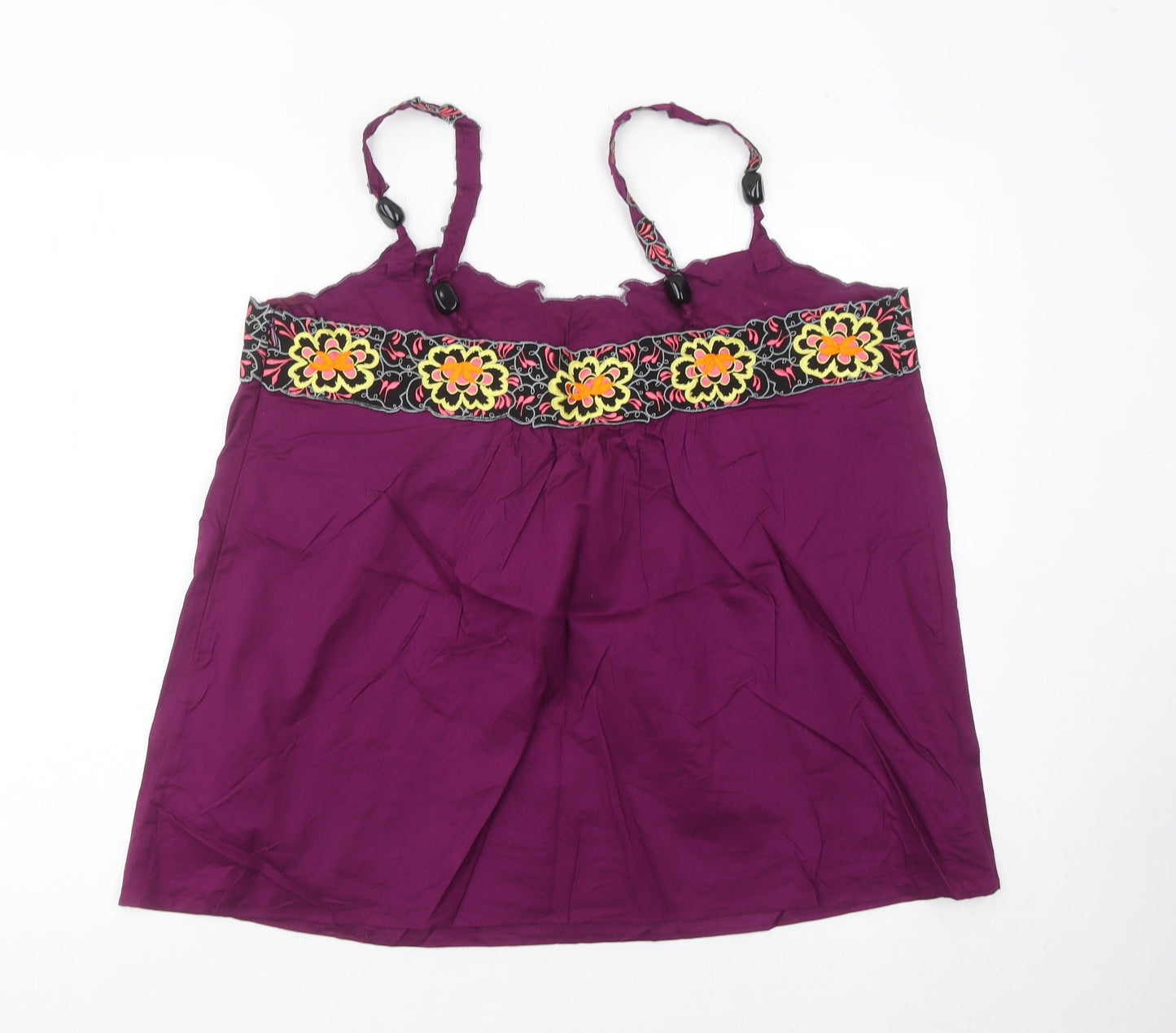 Marks and Spencer Women’s Purple Floral Embroidered Tank Top UK 18