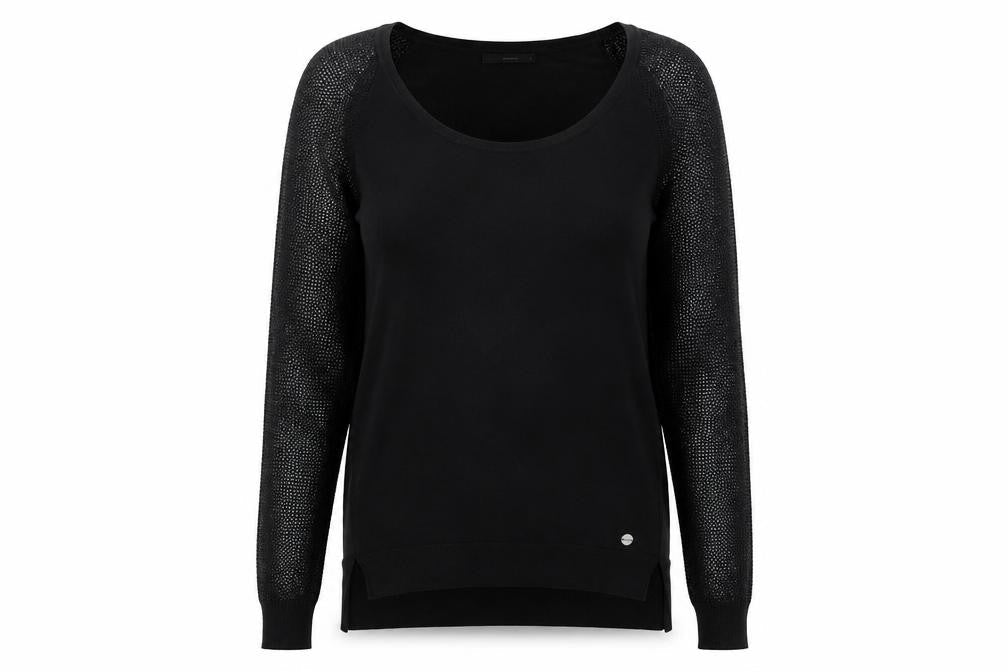 LPB Woman Black Scoop Neck Pullover Jumper Size M Long Sleeve