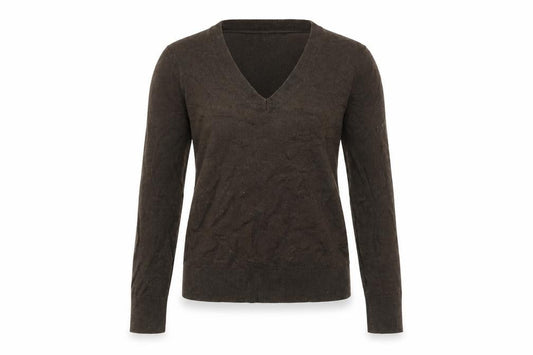Tommy Hilfiger Women Brown XS V-Neck Pullover Jumper Cotton Cashmere