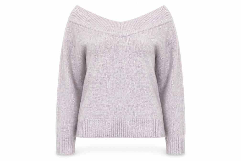 H&M Womens XS Purple V-Neck Wool Blend Knit Jumper Long Sleeve