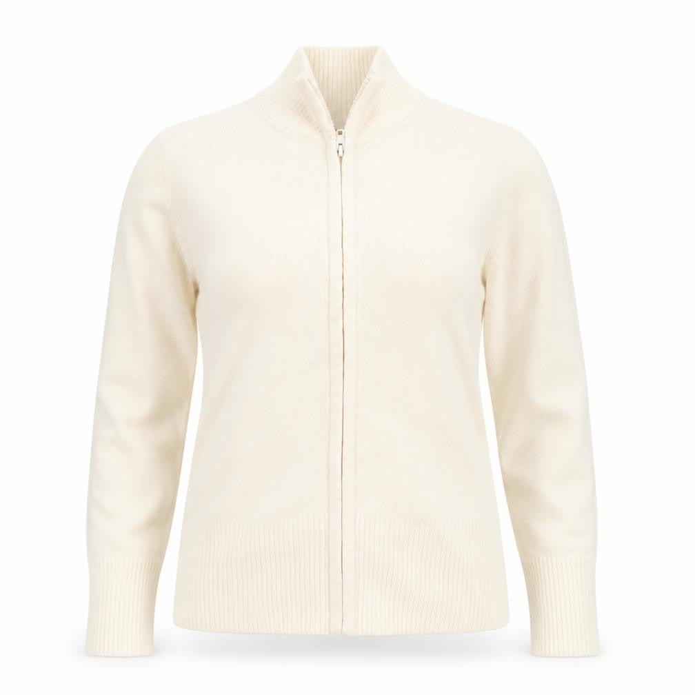 St. Bernard Women's Ivory Full Zip Mock Neck Jumper Small