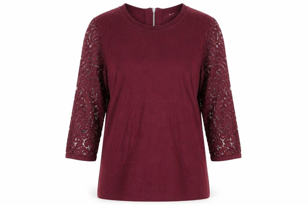 Marks & Spencer Women Red Lace Sleeve Blouse UK 12