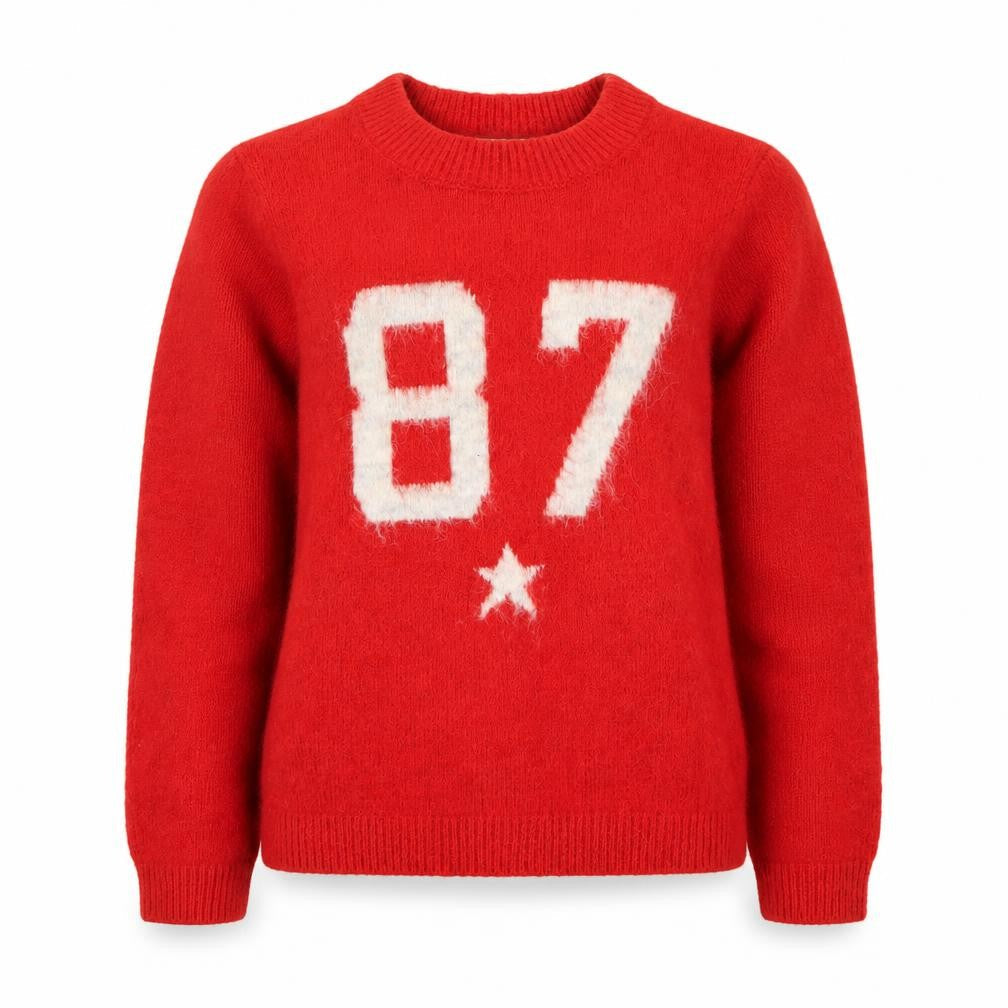 Primark Womens Red Pullover Jumper S Crew Neck Long Sleeve Sports 87