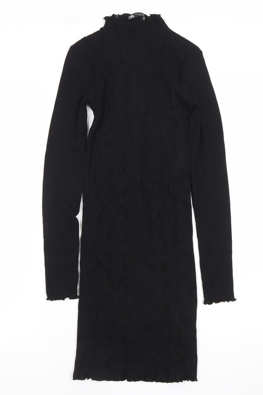 Zara Women’s Black Long Sleeve Bodycon Dress Size 8