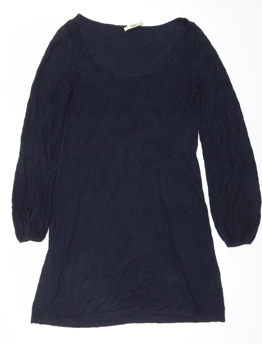 Oasis Women’s Blue Knit Shift Dress Size M 3/4 Sleeve Scoop Neck