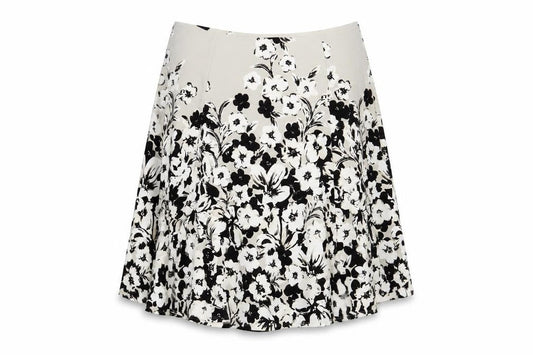 Precis Petite Women’s Beige Black Floral A-Line Skirt Size 18