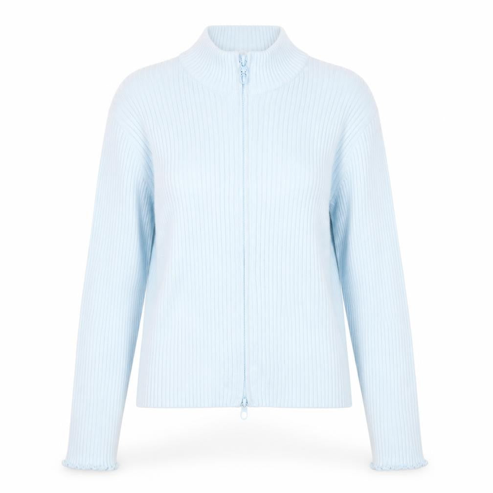 Marks & Spencer Teens Blue Full Zip Ribbed Knit Jumper Size 14