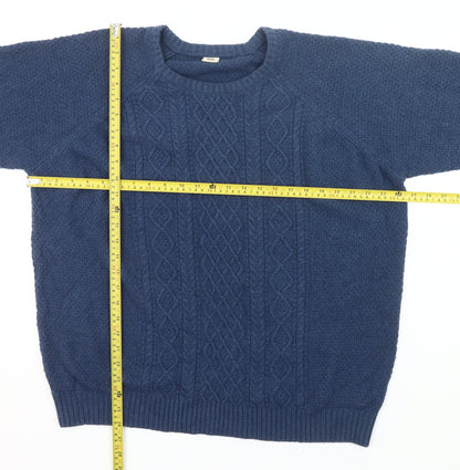 Oak Valley Men’s Blue 2XL Cable Knit Crew Neck Jumper