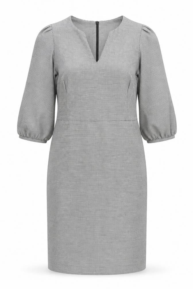 F&F Women Grey Houndstooth Sheath Knee Dress Size 14 Workwear