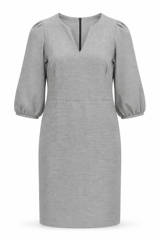 F&F Women Grey Houndstooth Sheath Knee Dress Size 14 Workwear