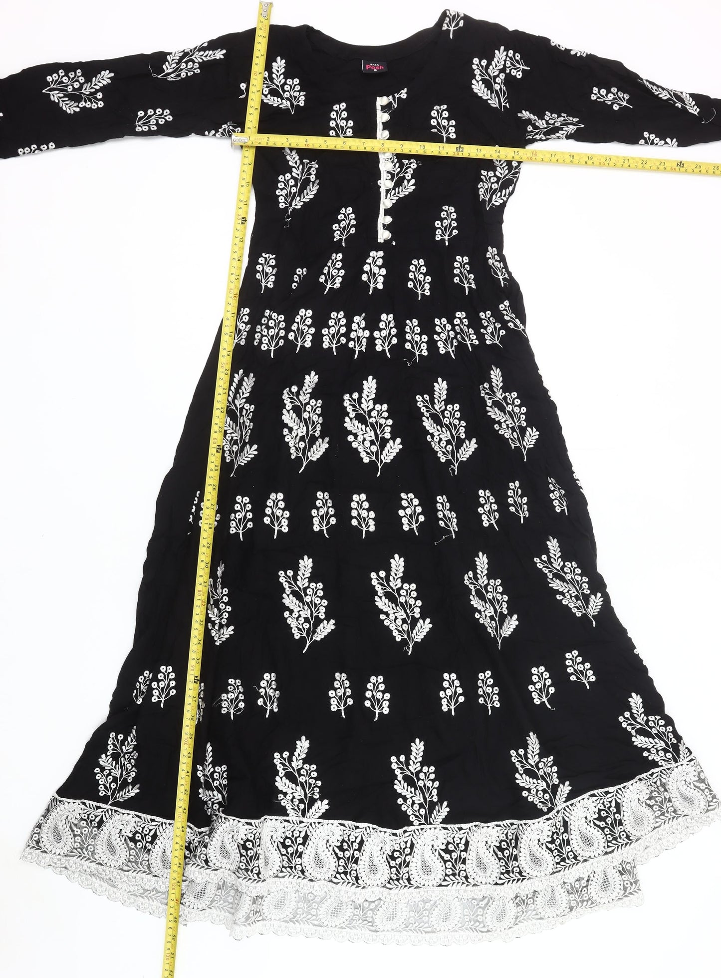Baba Posh Womens Black Floral Maxi Dress Size S Bohemian Long Sleeve