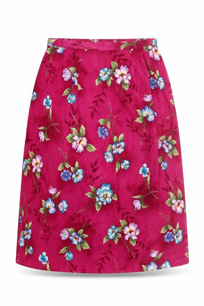 Jaclyn Smith Women’s Pink Floral Rayon A-Line Skirt XL Knee Length