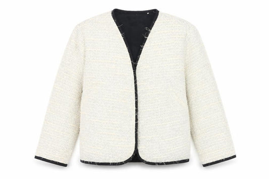 Atmosphere Women Ivory Tweed Blazer Jacket Size 12 Lined