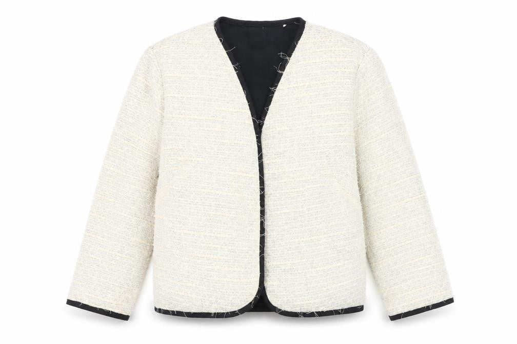 Atmosphere Women Ivory Tweed Blazer Jacket Size 12 Lined