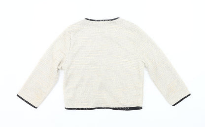 Close-up detail of Atmosphere Women Ivory Tweed Blazer Jacket, size 12, Lined