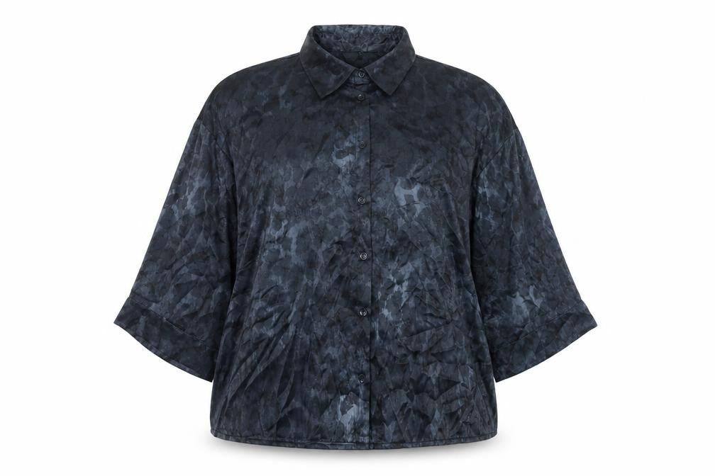 Tu Women Black Size 16 Satin Button-Up Blouse Collared 3/4 Sleeve