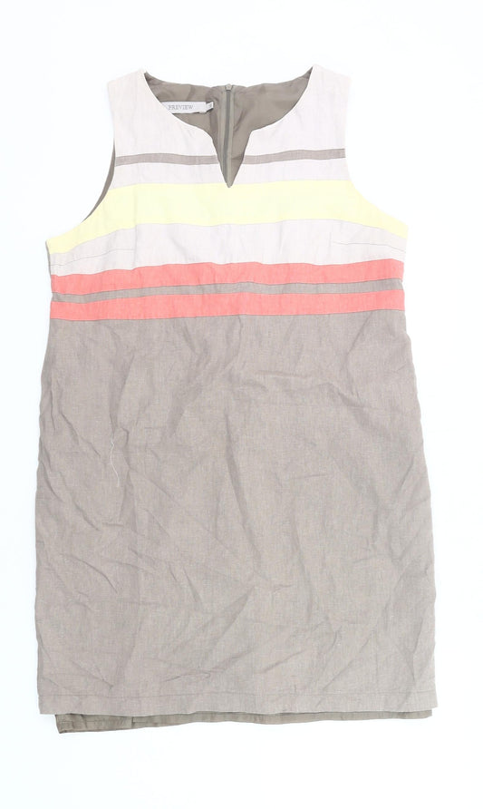 Preview Womens Beige Multicolour Striped Sheath Dress Size 14