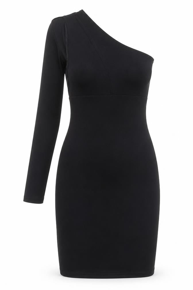 MISSPAP Women’s Black Size 8 One Shoulder Bodycon Mini Dress
