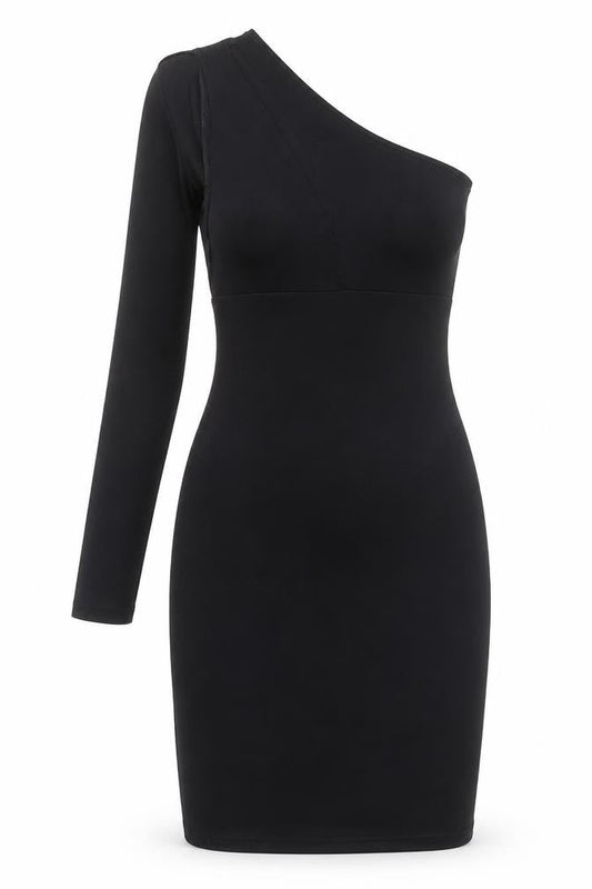 MISSPAP Women’s Black Size 8 One Shoulder Bodycon Mini Dress