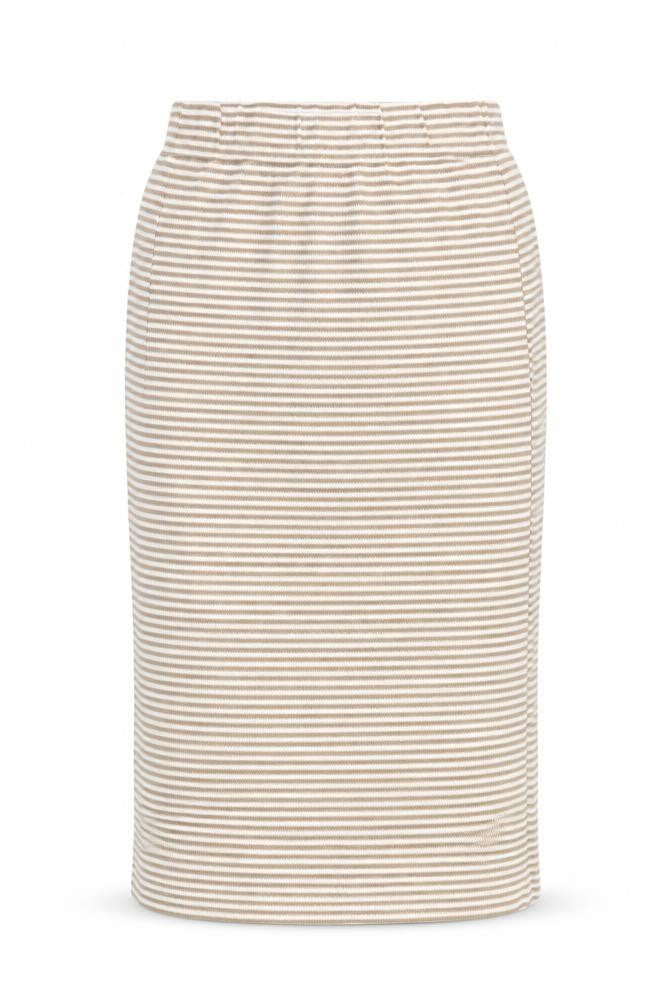Primark Women Beige Striped Pencil Skirt Size M Knee Length