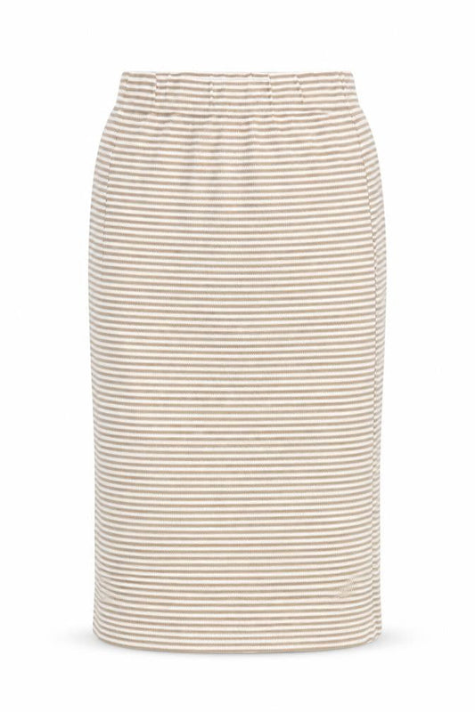 Primark Women Beige Striped Pencil Skirt Size M Knee Length