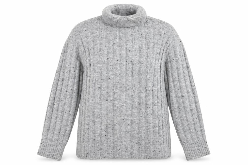 MNG Womens Grey Roll Neck Jumper Size 8 Wool Blend Pullover