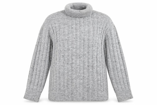 Mango Womens Grey Roll Neck Jumper Size 8 Wool Blend Pullover