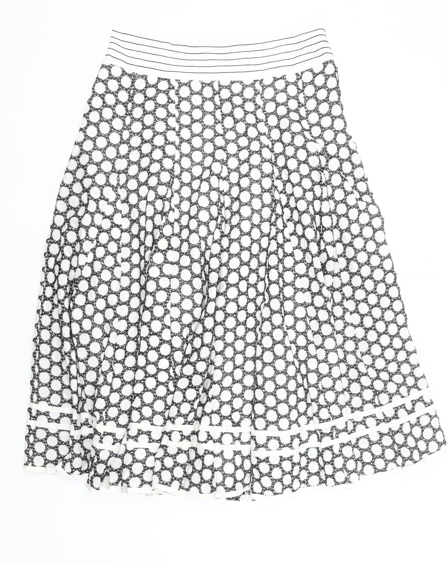 Debenhams Women's Black White A-Line Geometric Lace Skirt Size 12