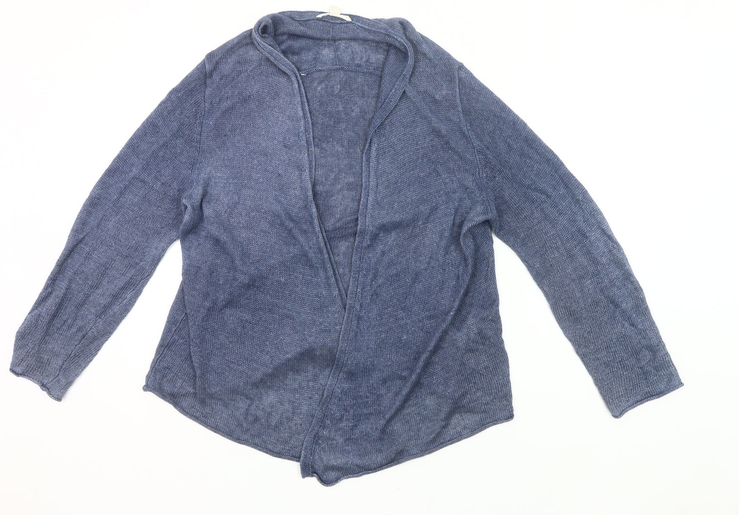 Esprit Women’s Blue Linen Open Cardigan Size L Long Sleeve Knit