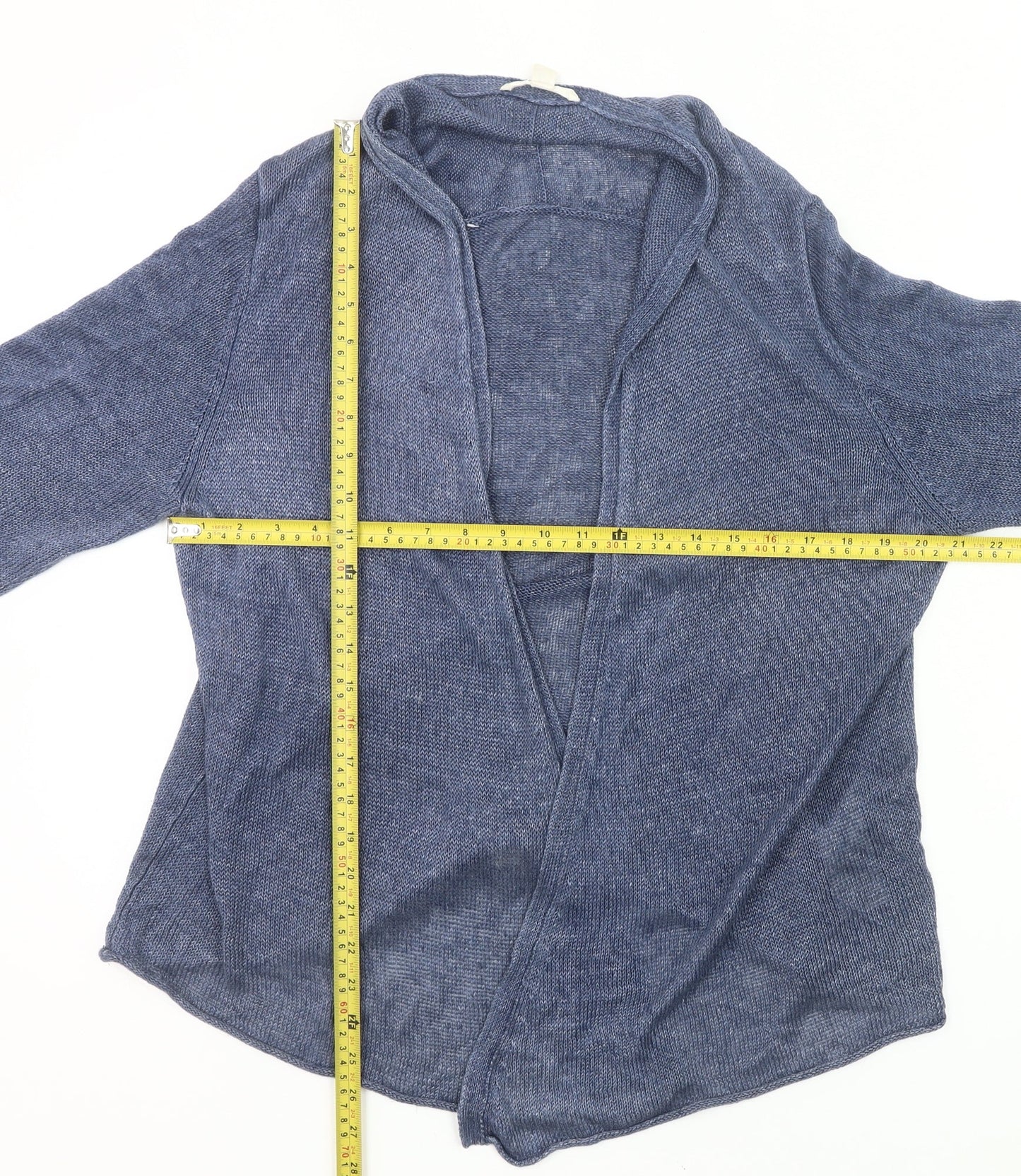 Esprit Women’s Blue Linen Open Cardigan Size L Long Sleeve Knit