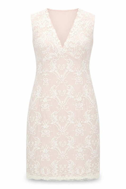 Next Women's Beige Lace Sheath Knee Length Sleeveless Dress UK 14
