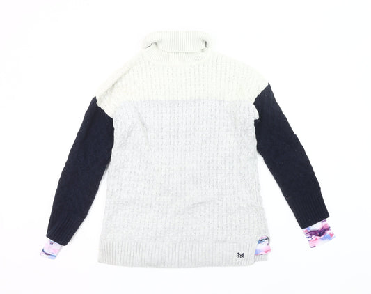 Crew Clothing Women’s Grey Roll Neck Cable-Knit Jumper Size 10