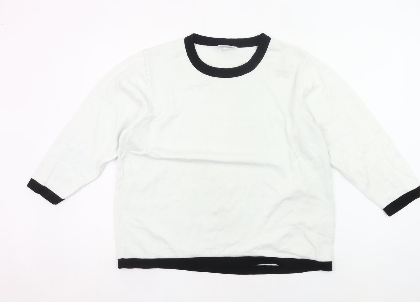 Cotswold Collections Womens White Black Trim Cotton Pullover Jumper XL