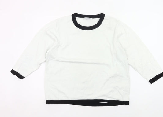 Cotswold Collections Womens White Black Trim Cotton Pullover Jumper XL