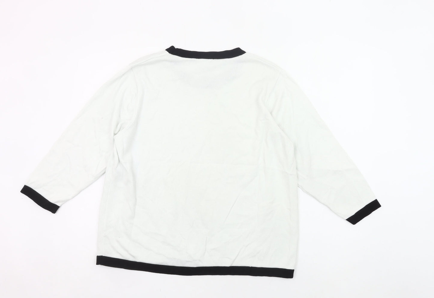 Cotswold Collections Womens White Black Trim Cotton Pullover Jumper XL