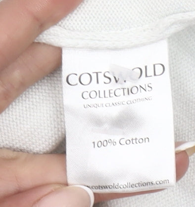 Cotswold Collections Womens White Black Trim Cotton Pullover Jumper XL